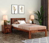 ONIJA Sheesham Wood Single Size Bed Without Storage for Bedroom - Single Cot Wooden Bed for Living Room - Solid Wood Divan Bed for Home Furniture (Honey Finish)